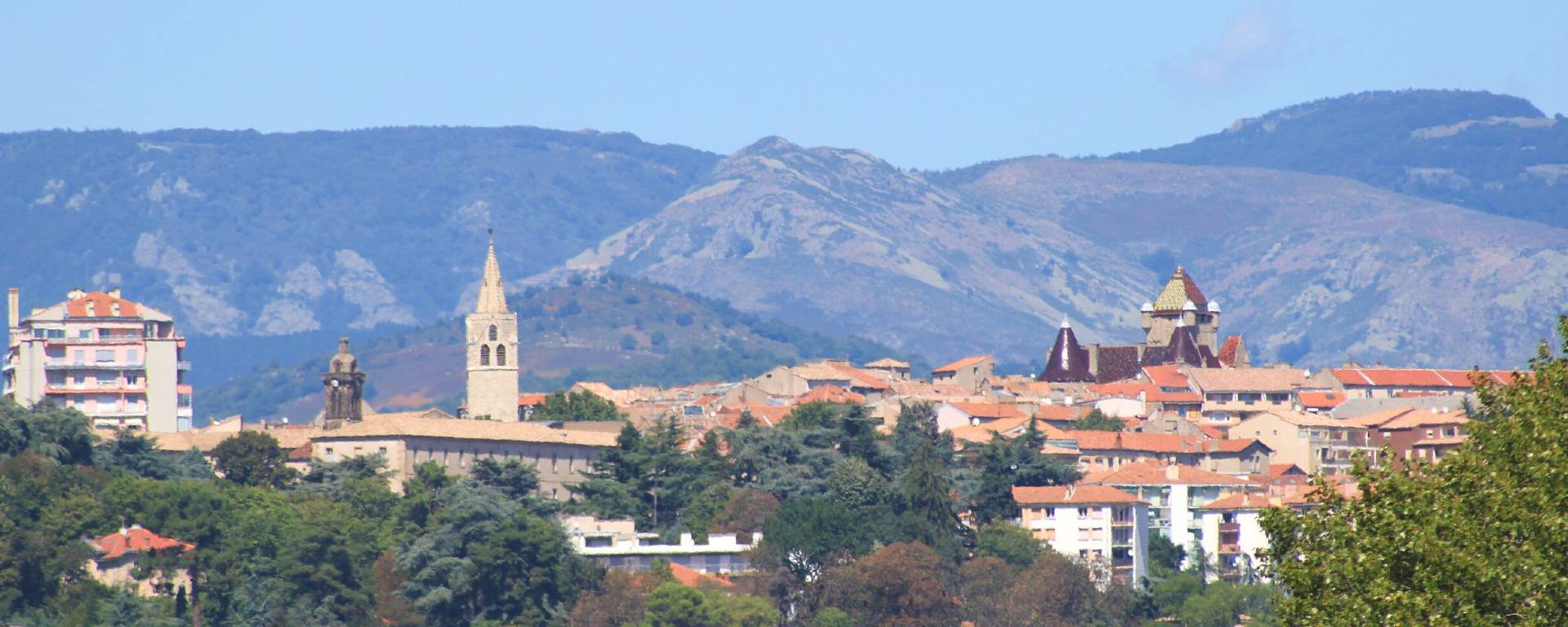 View of the town centre of Aubenas in Ardèche