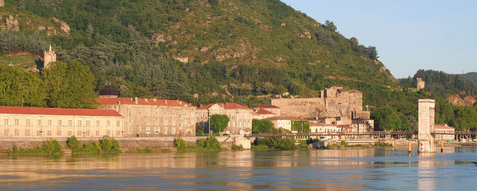 Tournon-sur-Rhône in the Ardèche: a view of the hillsides from the River Rhône