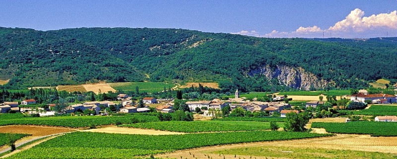Panoramic view of the village of Valvignères in southern Ardèche