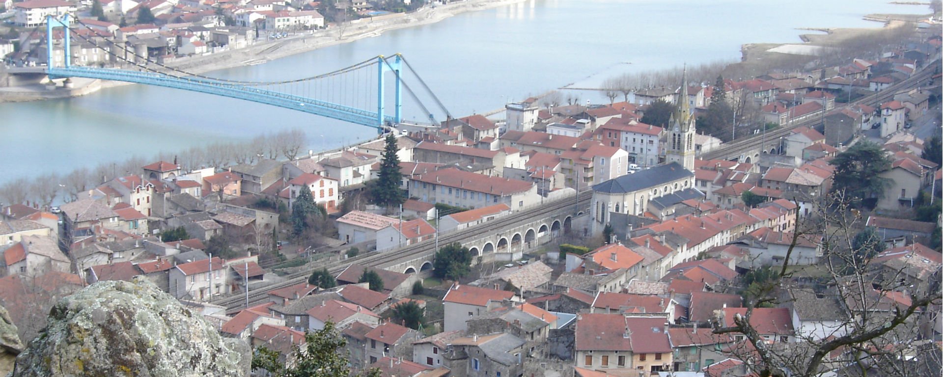 Serrières, bridge over the Rhône towards Sablons between Ardèche and Isère