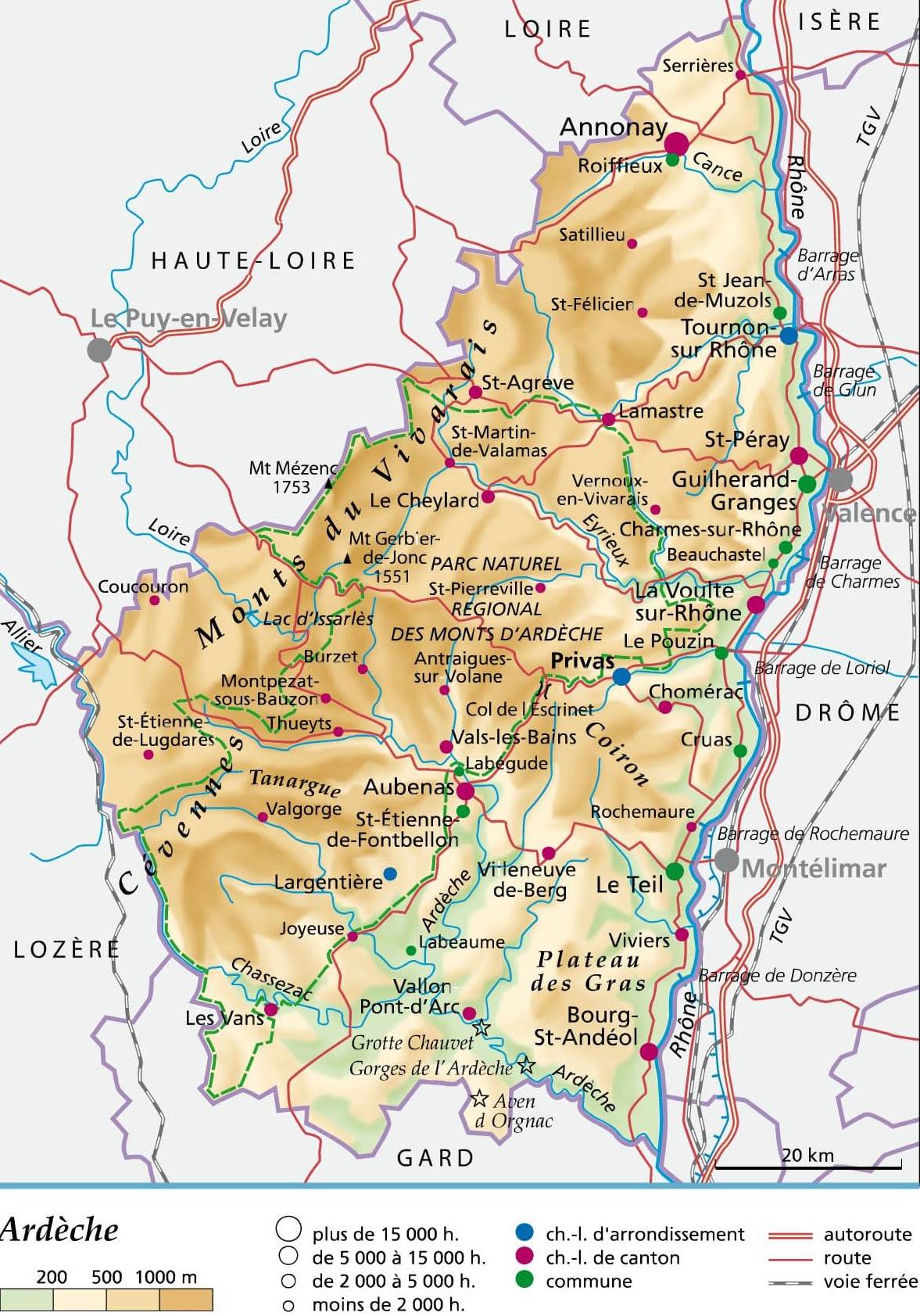 Map of the Ardèche