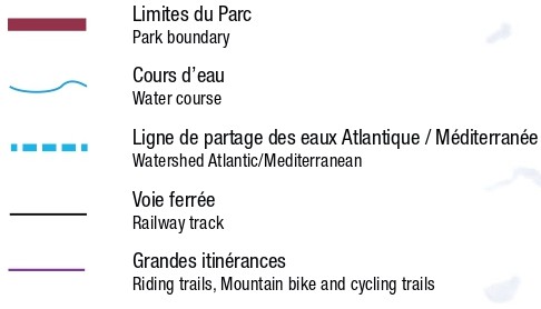 légende de la carte globale PNR Monts d'Ardèche