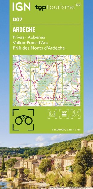Carte de l'Ardèche, Top Tourisme 1 : 100 000 IGN