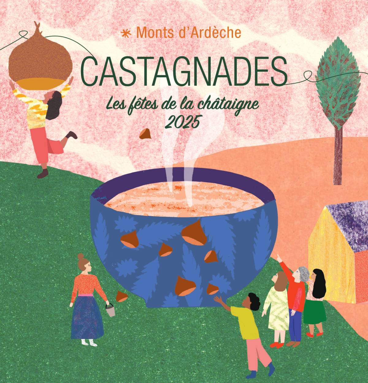 Castagnades des monts d'Ardèche, les fêtes de la châtaigne, affiche 2025