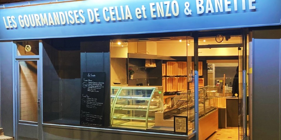 Les gourmandises de Célio & Enzo, devanture de la boulangerie patisserie à Aubenas en Ardèche