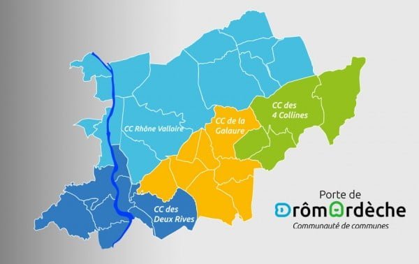 Carte : Porte de DrômArdèche et communautés de communes