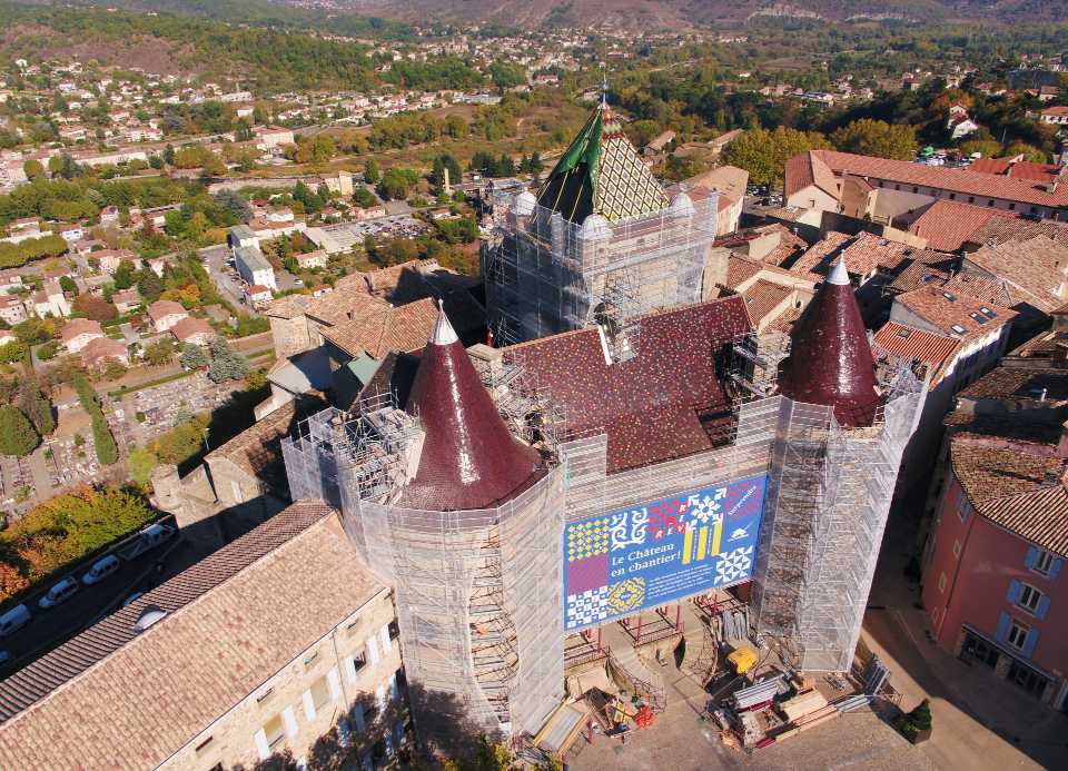 Travaux du château d'Aubenas en Ardèche