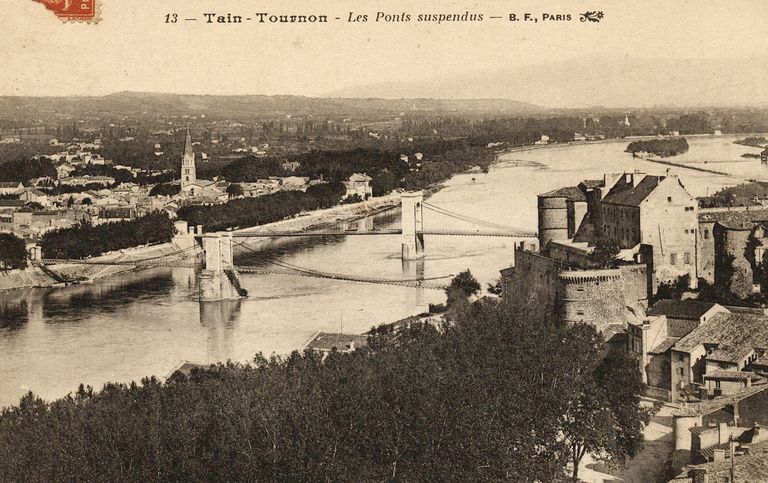 Carte postale des 2 ponts Marc Seguin entre Tain et Tournon